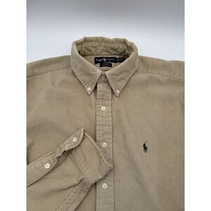 Ralph Lauren Blake Shirt Mens XL Tan Corduroy Cotton Button Down Vintage Pony